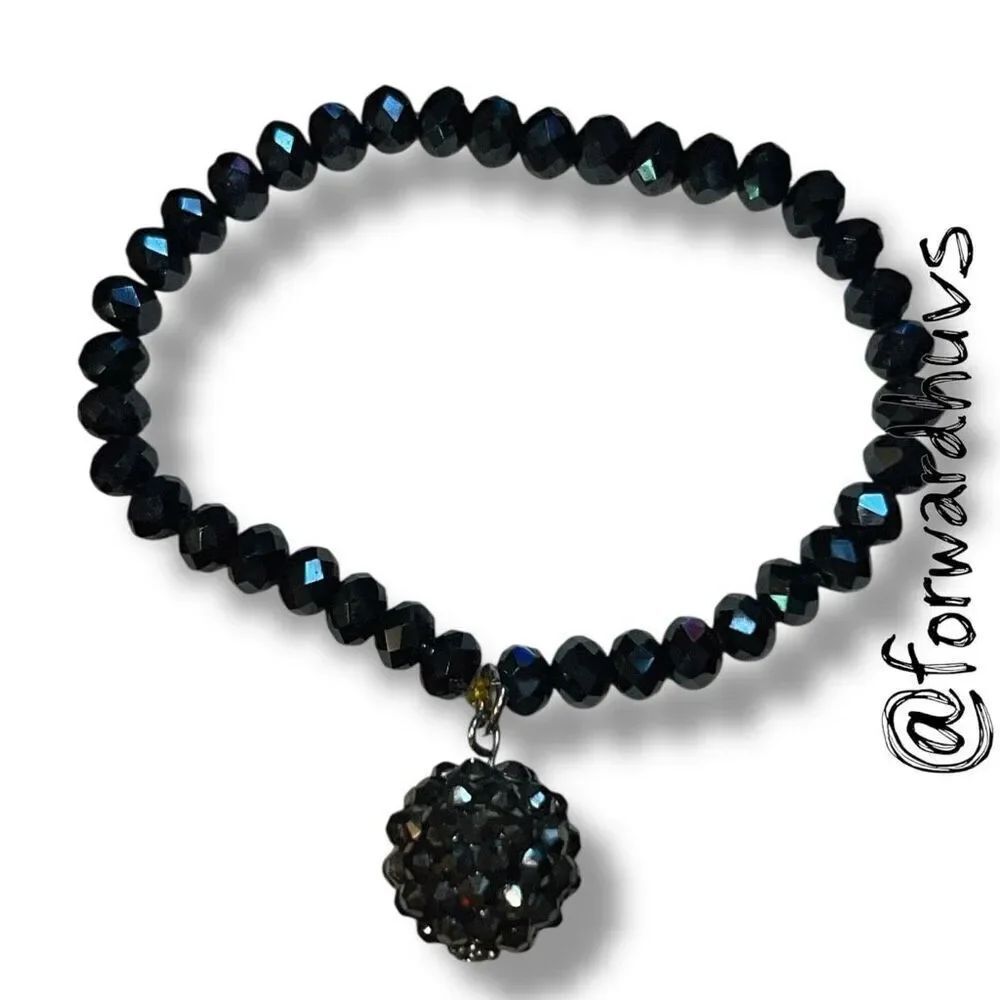 Bundle Sale 3 for $15 | Black Faceted Bead Stretch Bracelet – Hanging Cluster Ch